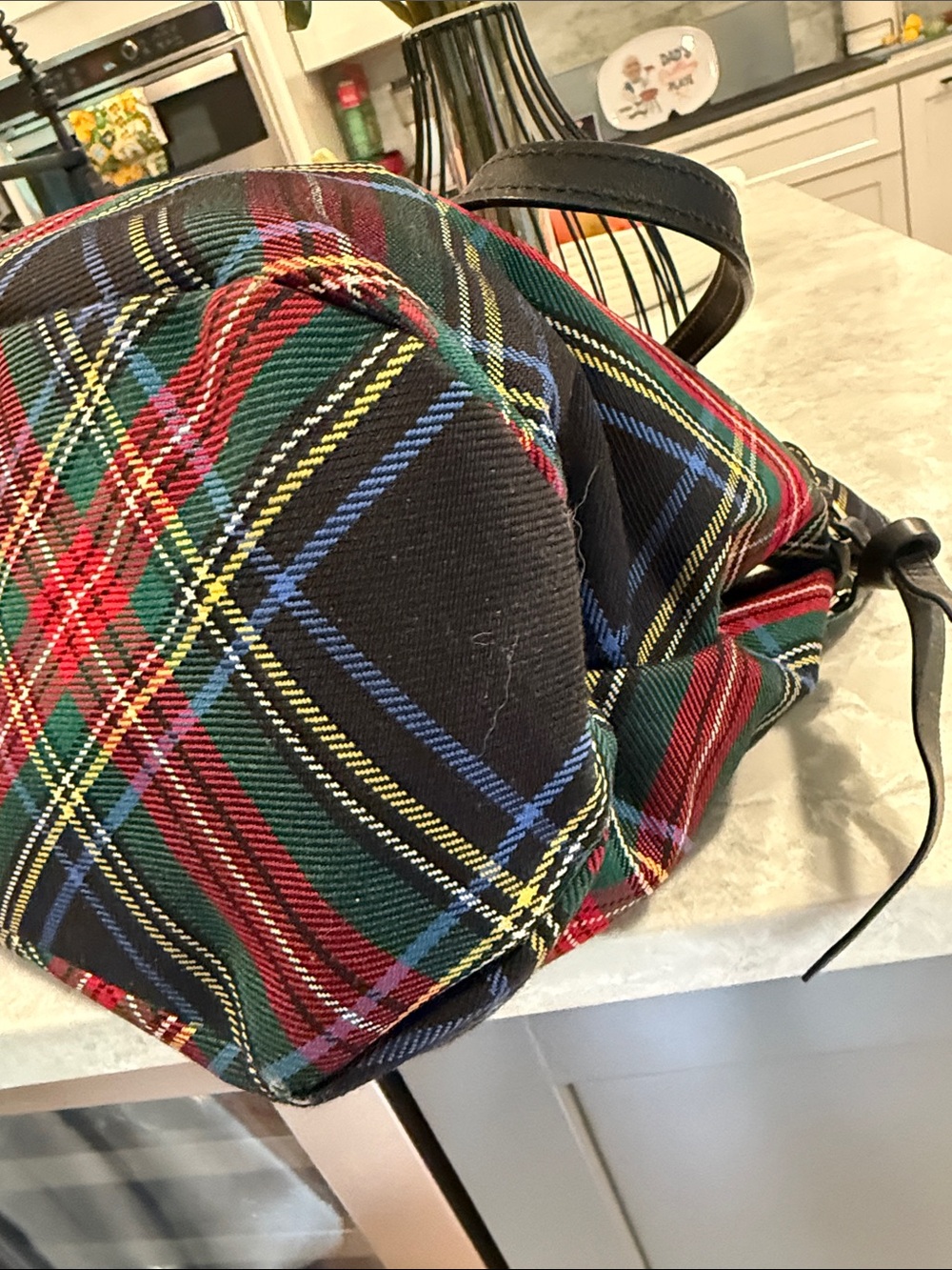 Dooney and Bourke black Victoria Tartan tote - Picture 4 of 8
